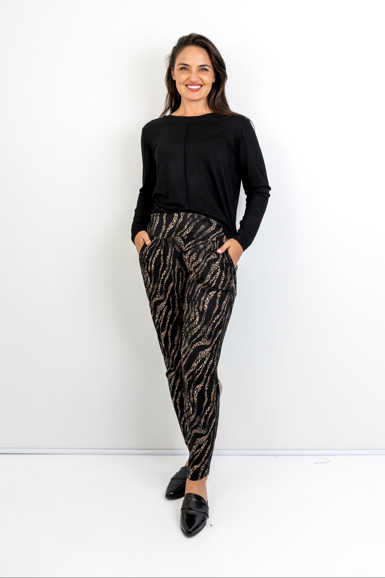 Roxanne Classic Pant - Moonlit Terrain with Petersham Tape, Warm Handle
