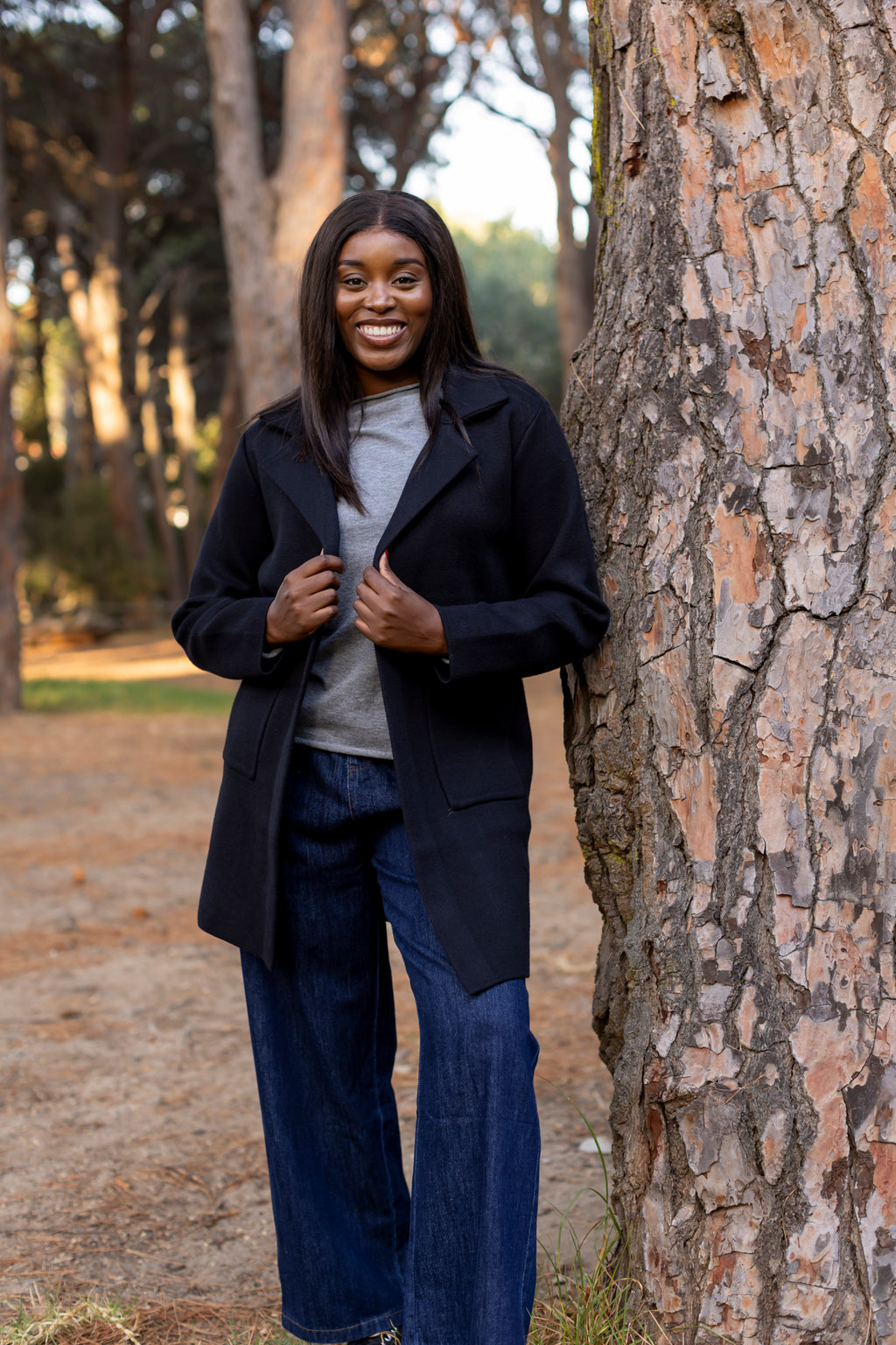 Turin - Classic Lapel Cardi, Black
