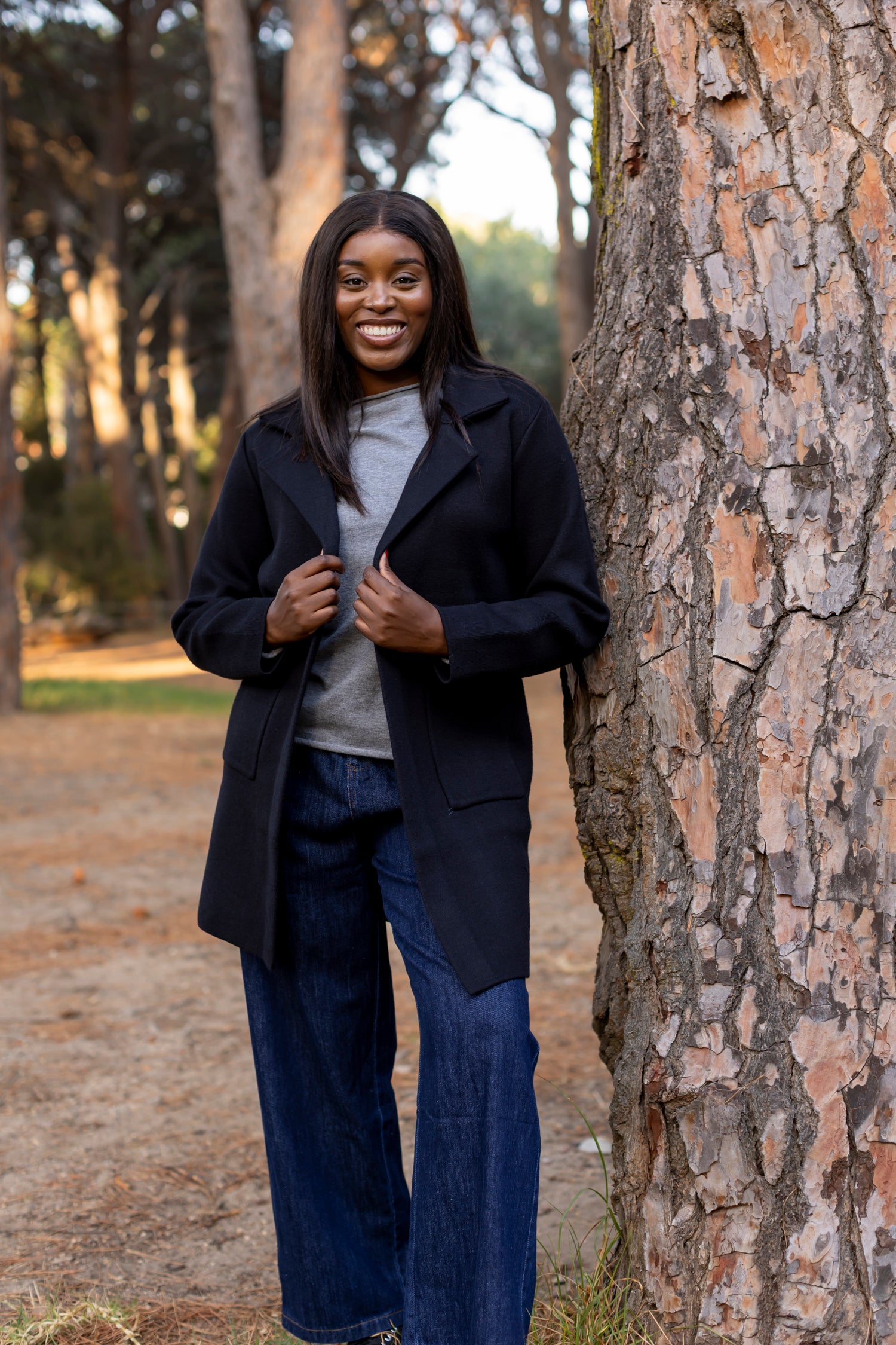 Turin - Classic Lapel Cardi, Black
