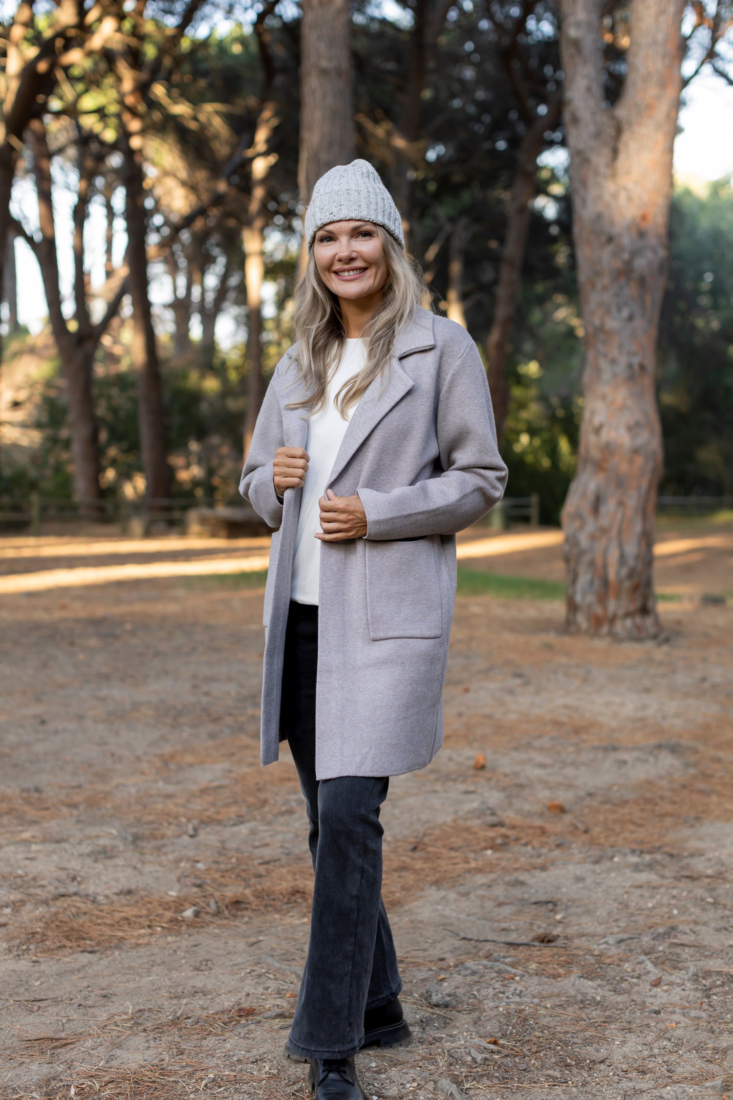 Turin - Classic Lapel Cardi, Stone
