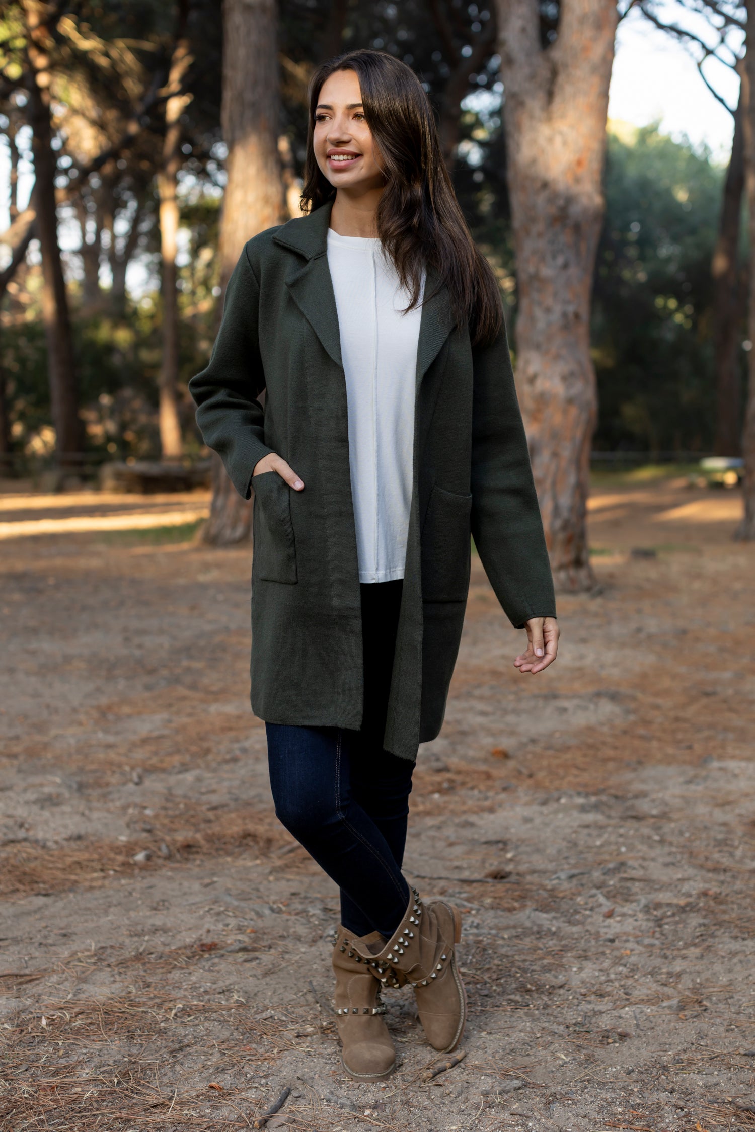 Turin - Classic Lapel Cardi, Khaki