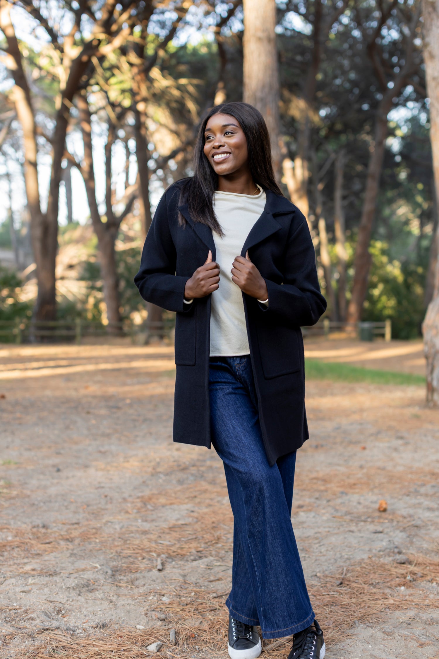 Turin - Classic Lapel Cardi, Black