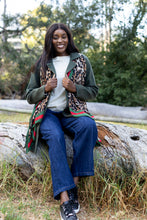 Load image into Gallery viewer, Animal Print Scarf with Red &amp; Green Boarder
