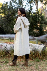 Cadiz - Long Hoody Cardi with Pockets, Cream
