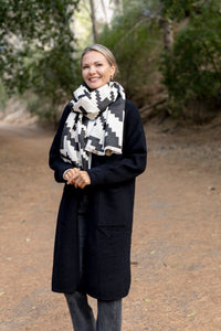 Cartagena - Relaxed Fit Long Cardi with Pockets, Black