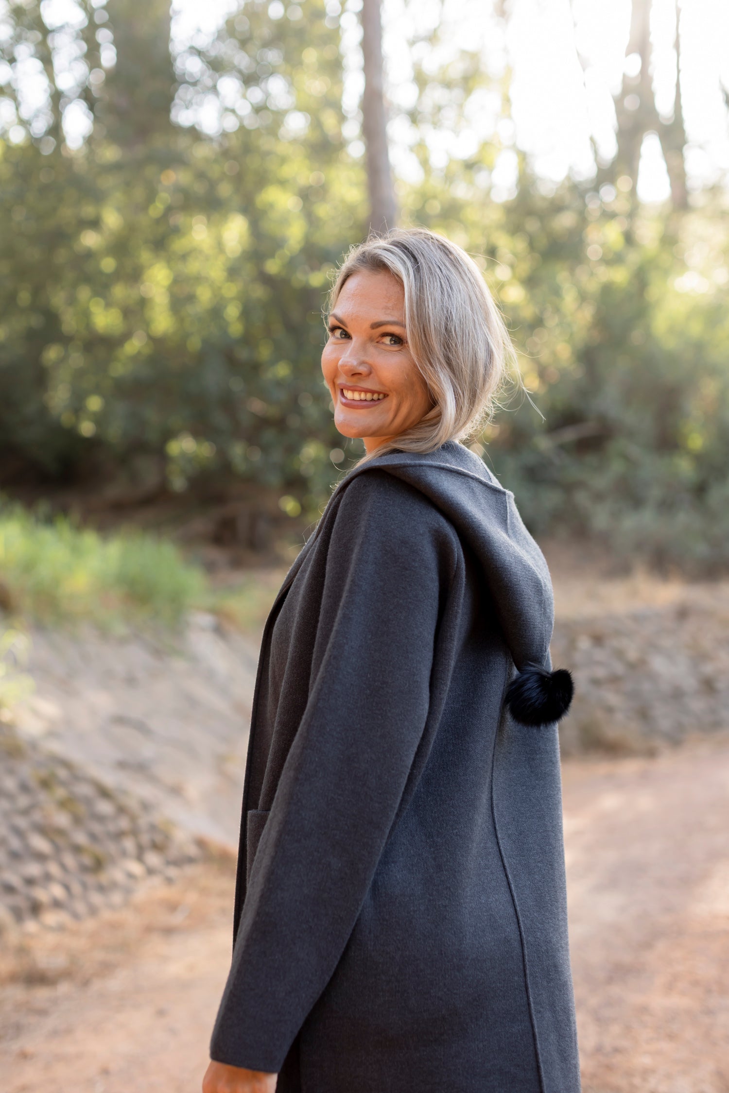 Monaco - Hoody Pom Pom, Charcoal