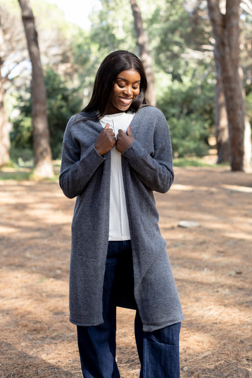 Padova - Long Classic Cardi, Grey