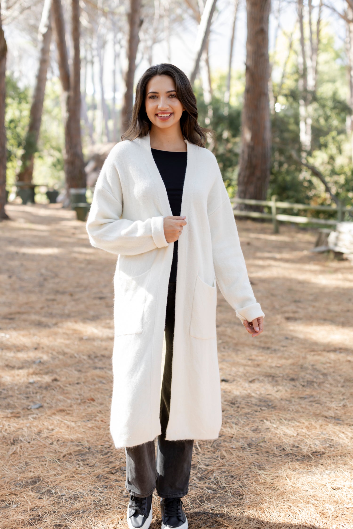 Cartagena - Relaxed Fit Long Cardi with Pockets, Milk
