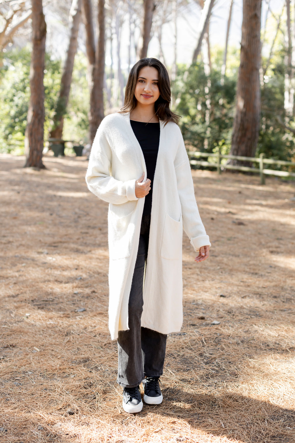 Cartagena - Relaxed Fit Long Cardi with Pockets, Milk