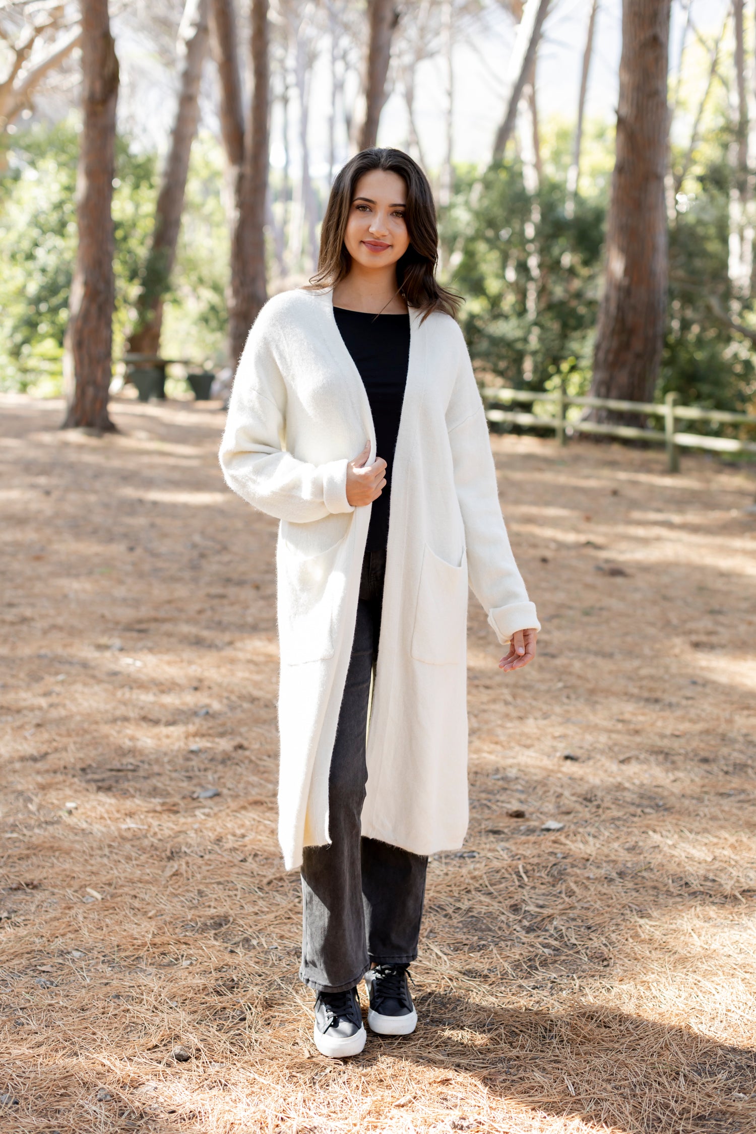 Cartagena - Relaxed Fit Long Cardi with Pockets, Milk