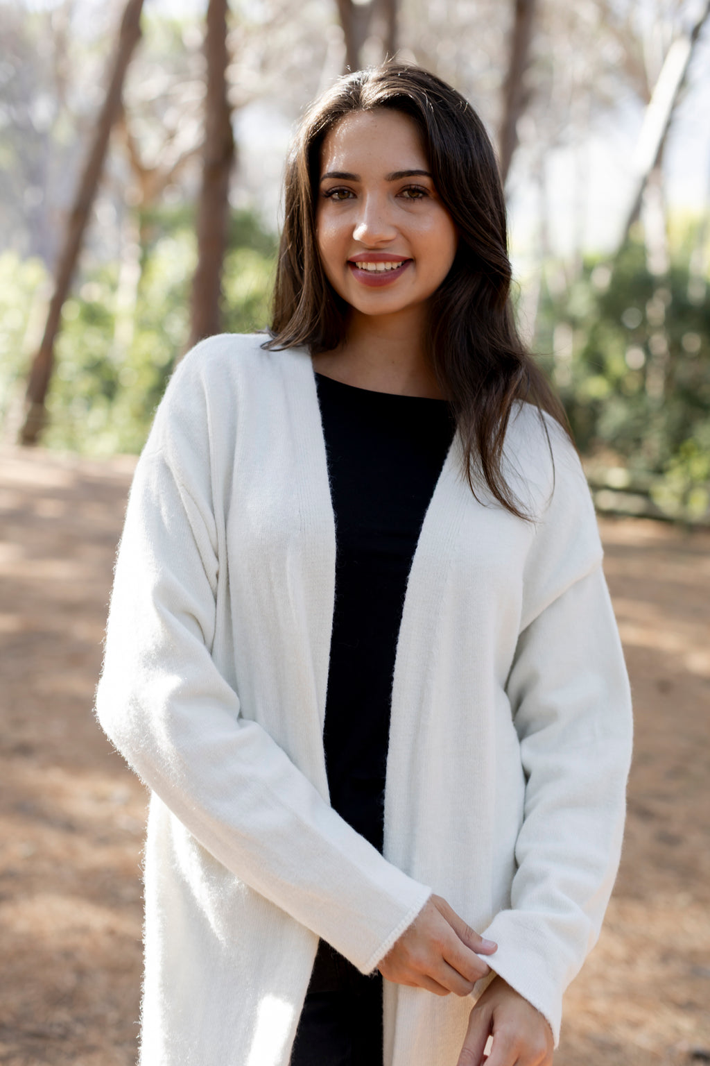 Cartagena - Relaxed Fit Long Cardi with Pockets, Milk