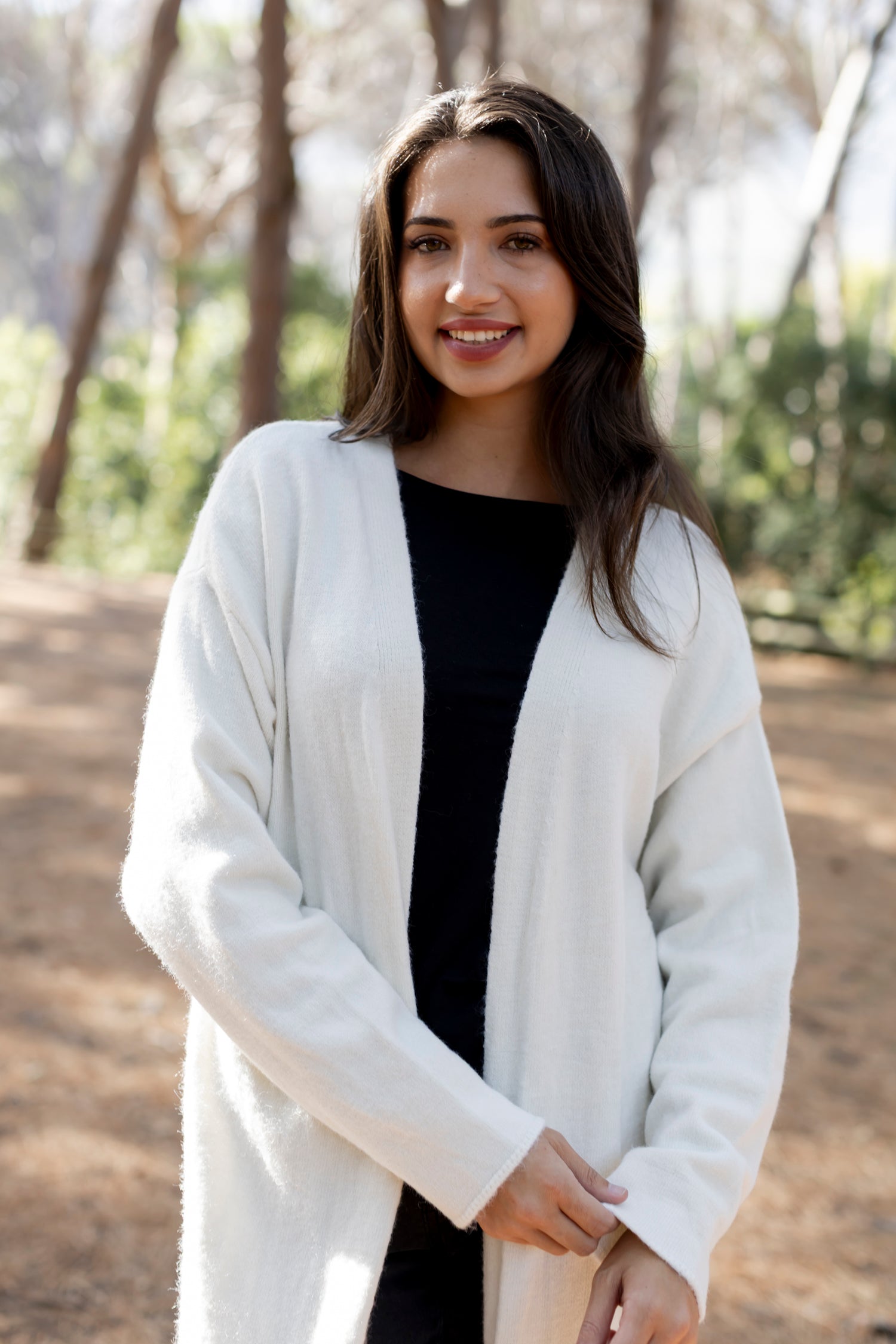 Cartagena - Relaxed Fit Long Cardi with Pockets, Milk