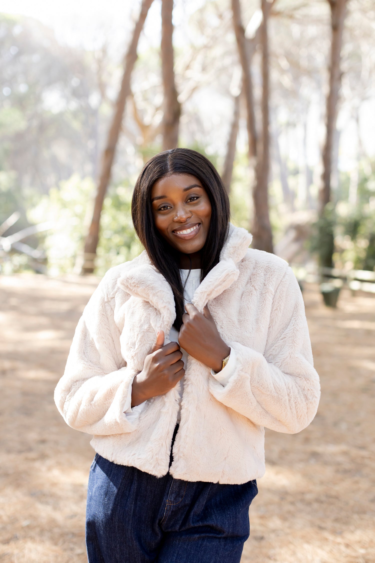 Prato - Short Faux Fur Lined Jacket, Cream