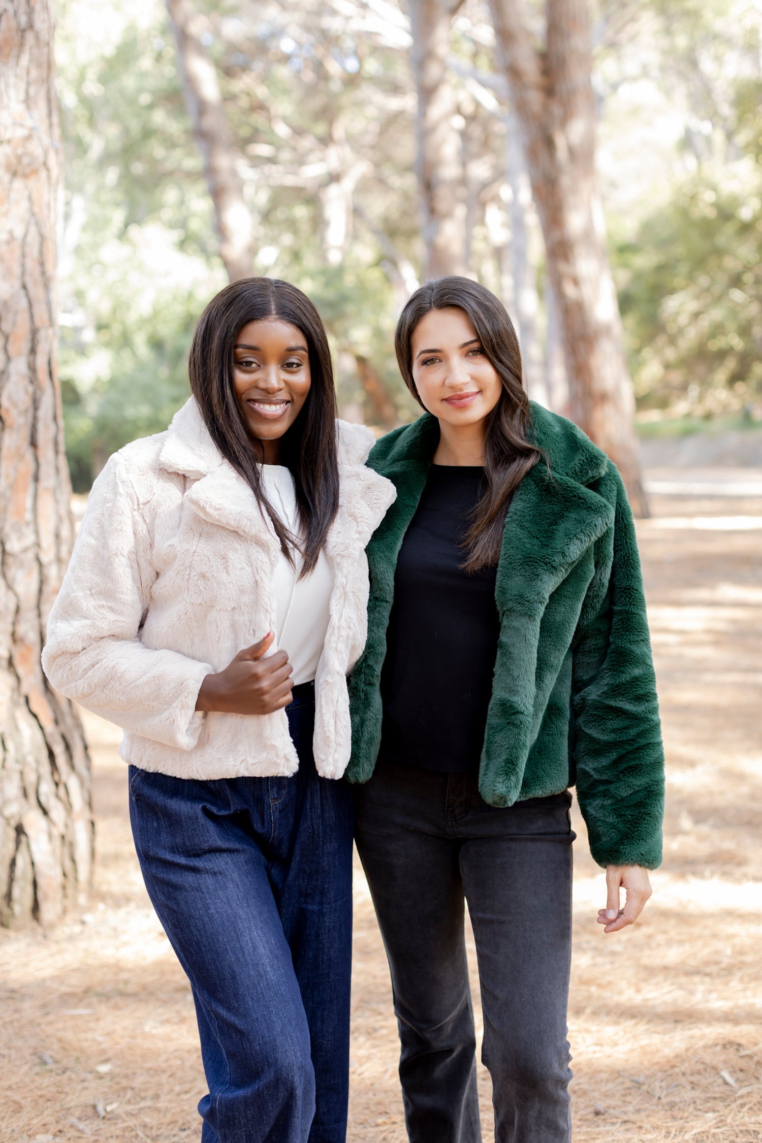 Prato - Short Faux Fur Lined Jacket, Bottle Green