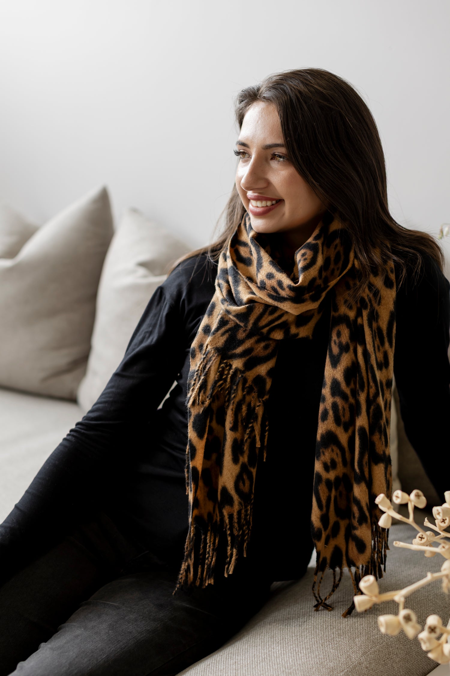 Warm Handle Animal Print Scarf