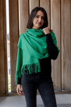 Load image into Gallery viewer, Scarf - Warm Handle with Fringe, Jade Green
