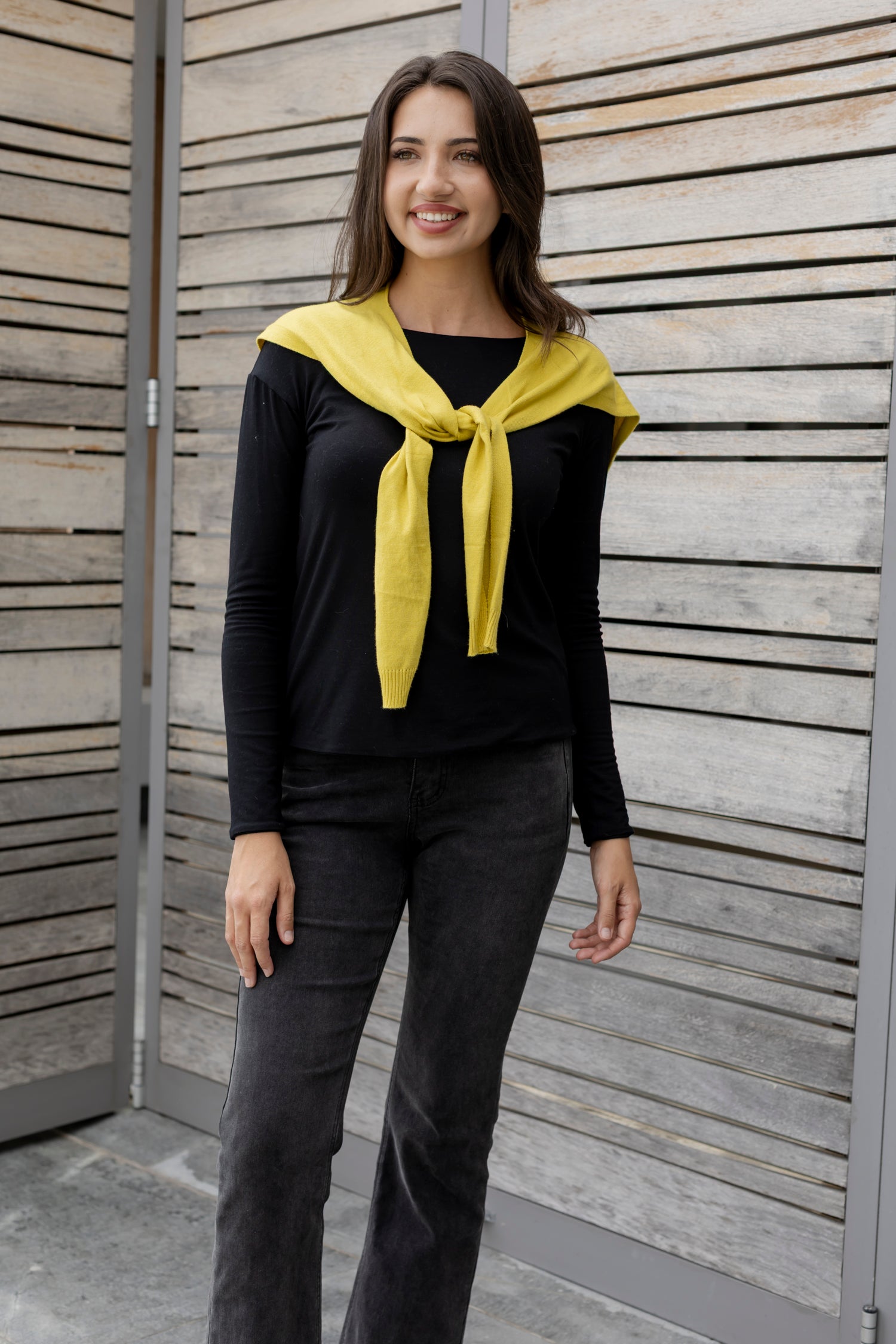Mock Cardi Scarf - Chartreuse