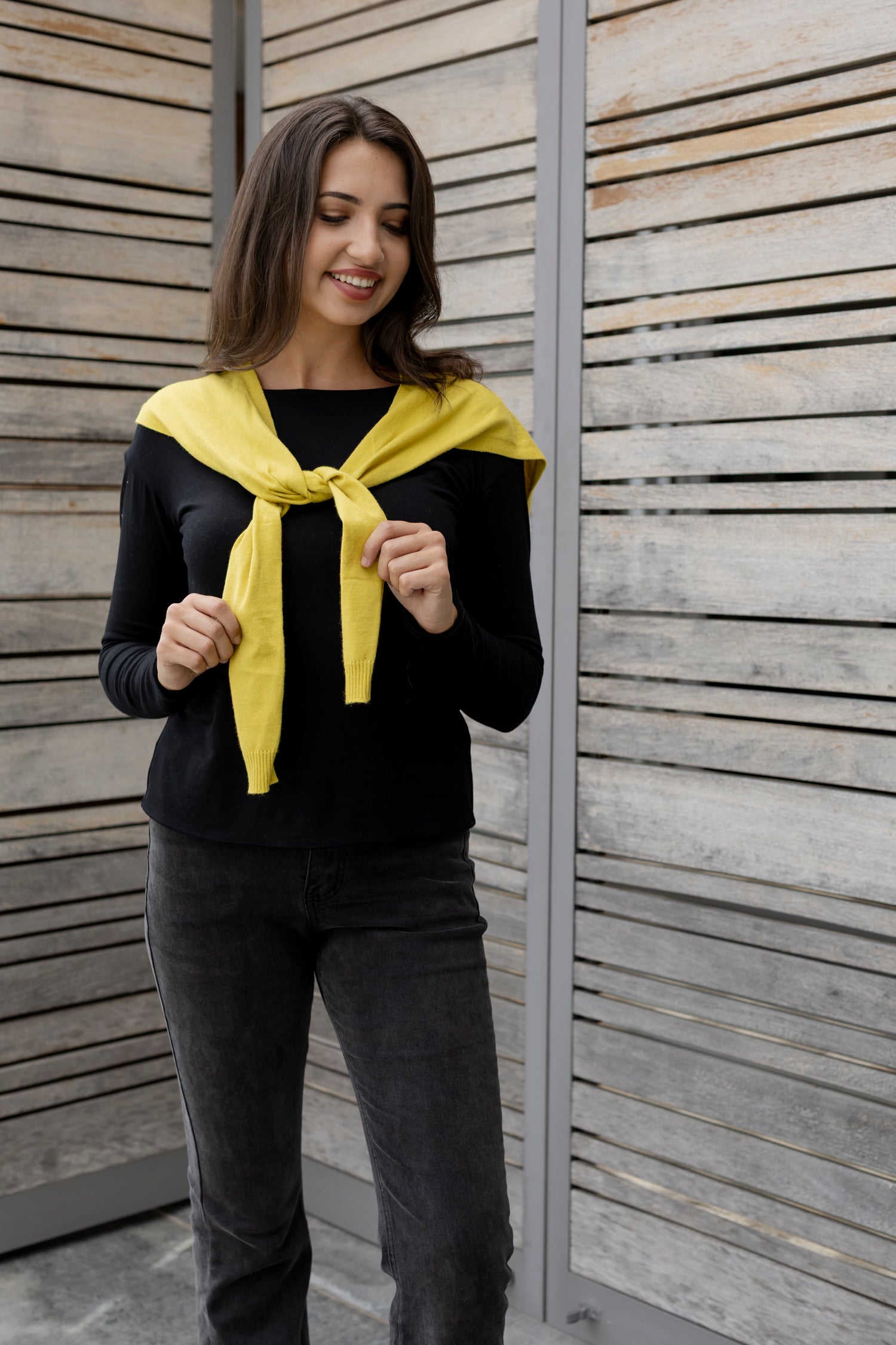Mock Cardi Scarf - Chartreuse
