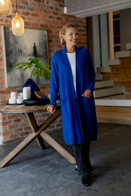 Alicante - Long Cardigan with Rolled Hem Pockets