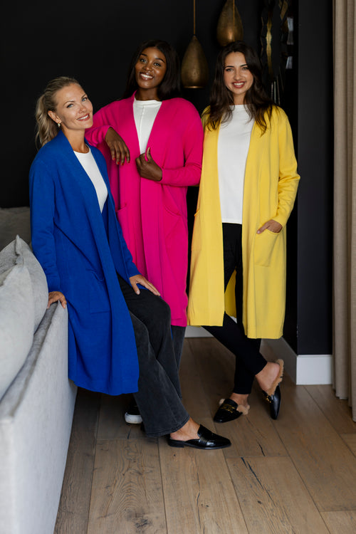 Alicante - Long Cardigan with Rolled Hem Pockets