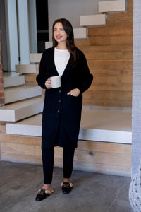 Paros - Long Rib Button Through Cardi