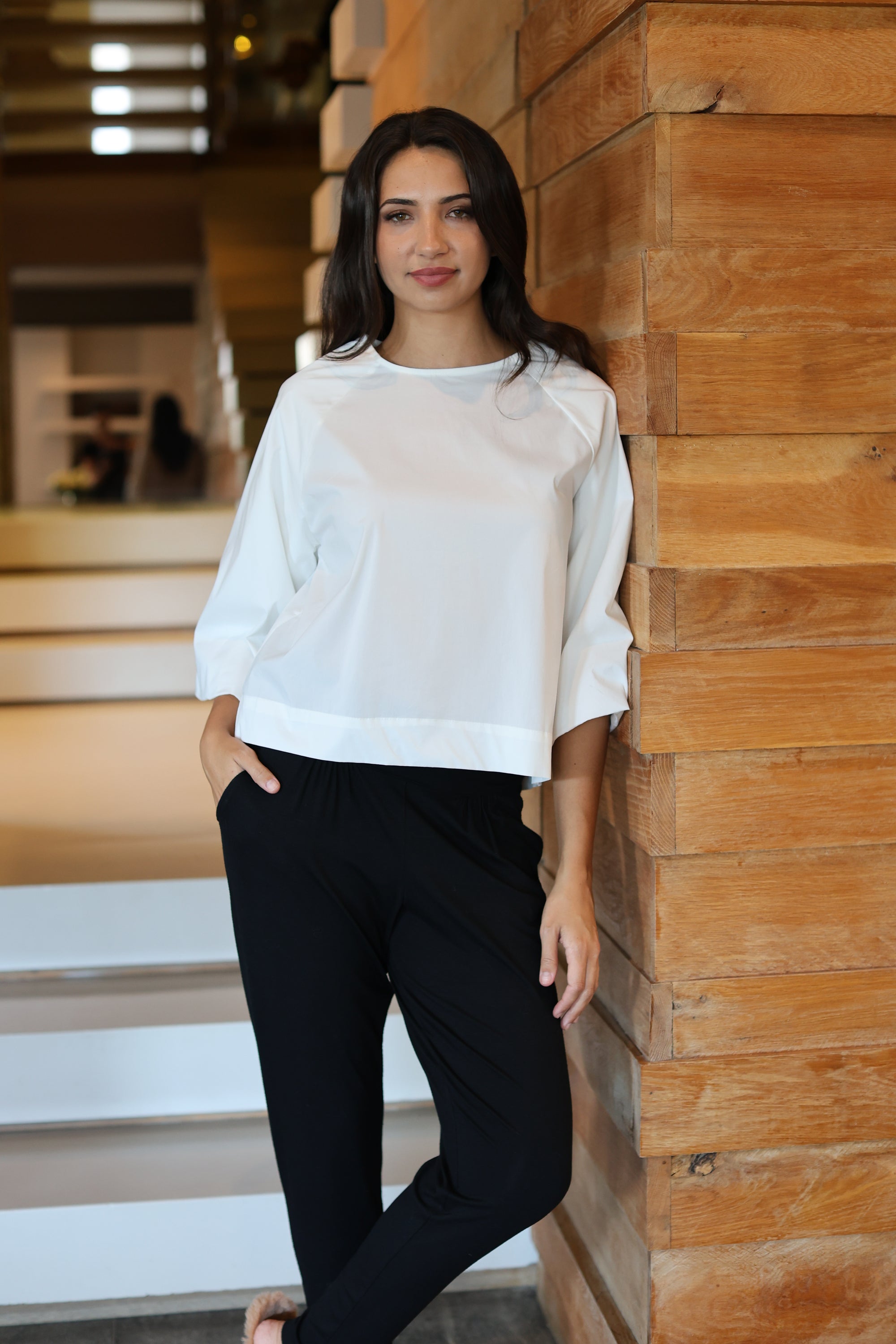 Lorca - 3/4 Sleeve Box Short, White