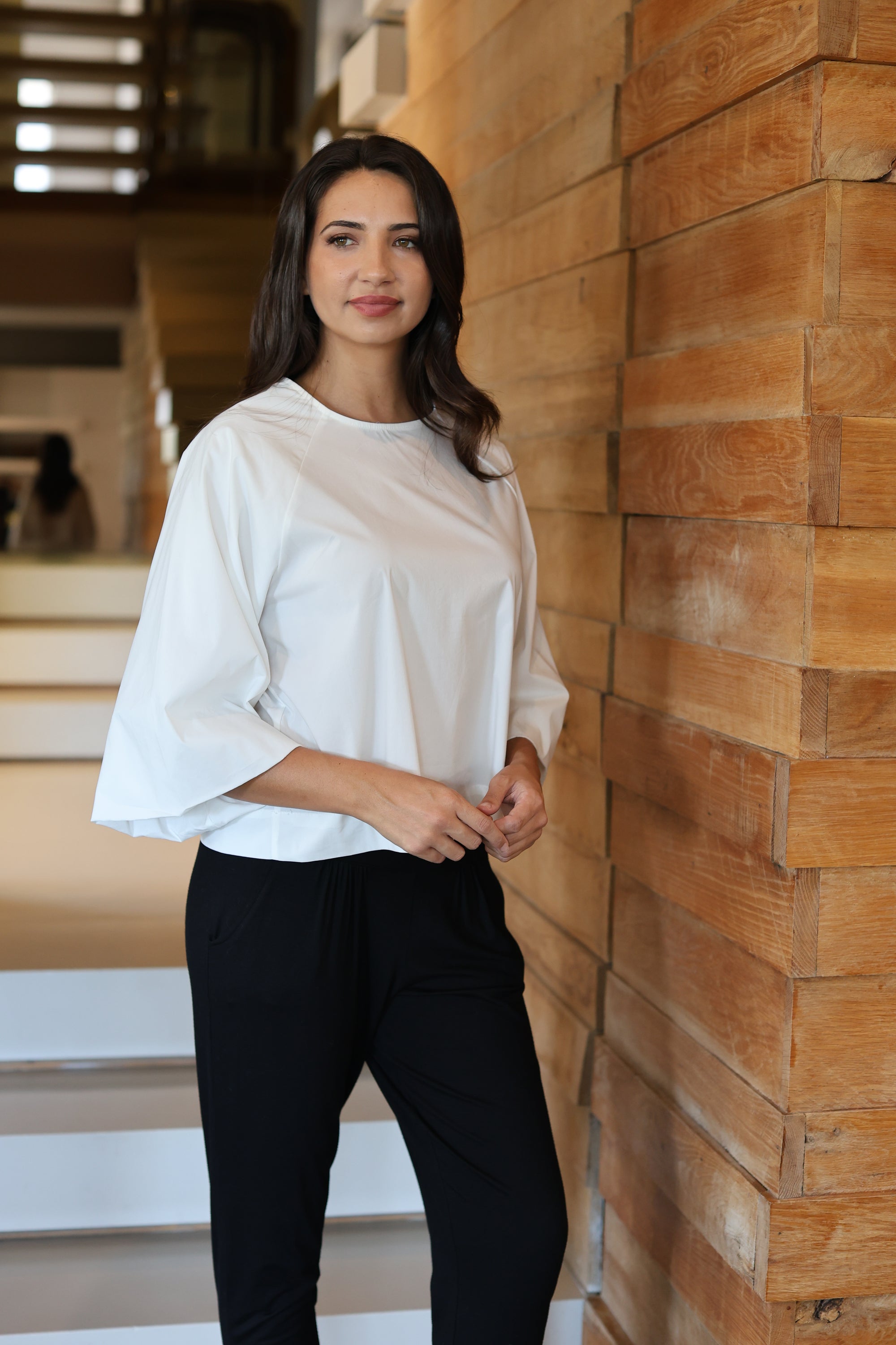 Lorca - 3/4 Sleeve Box Short, White