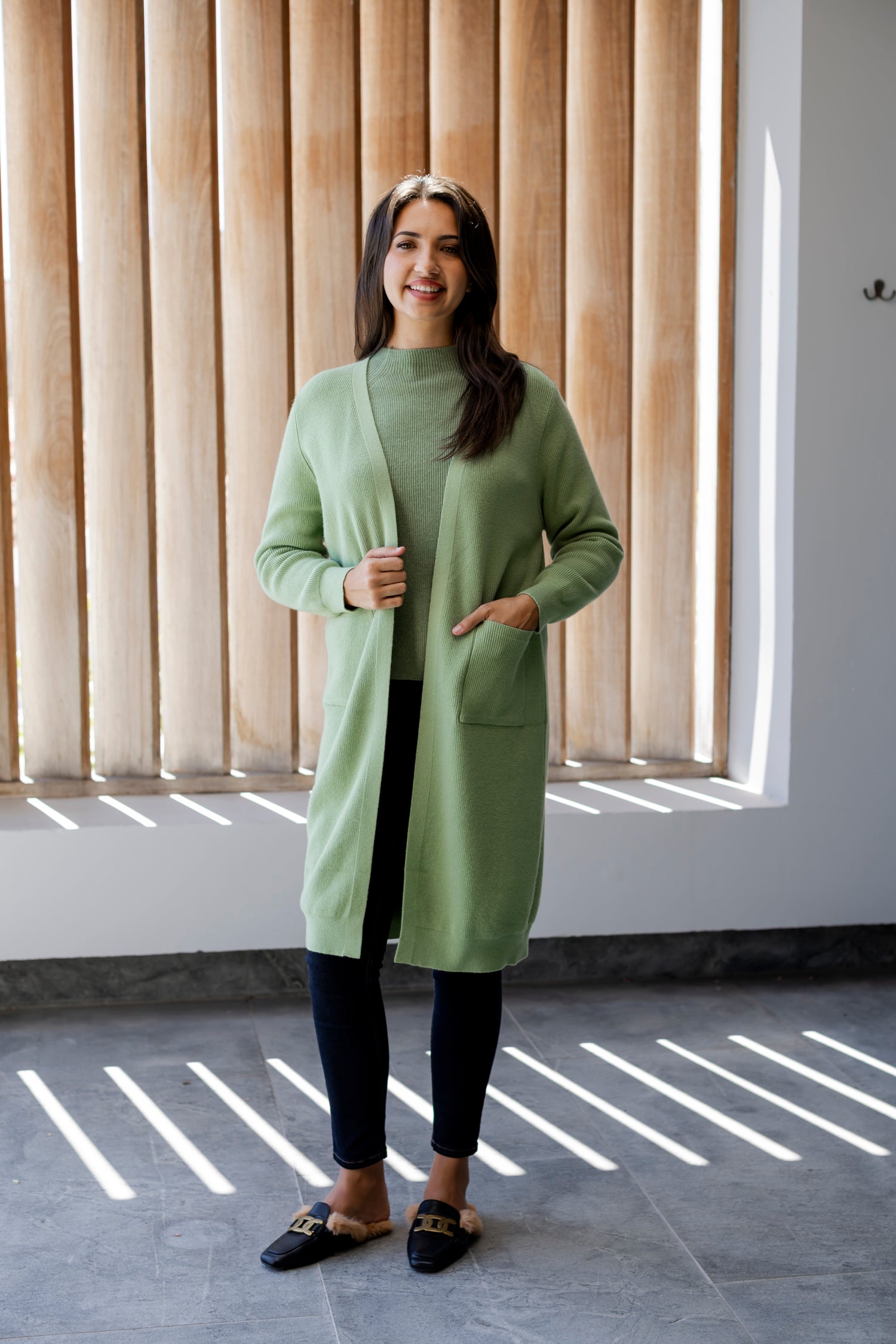 Seville - Fine Rib Pocket Cardigan, Sage