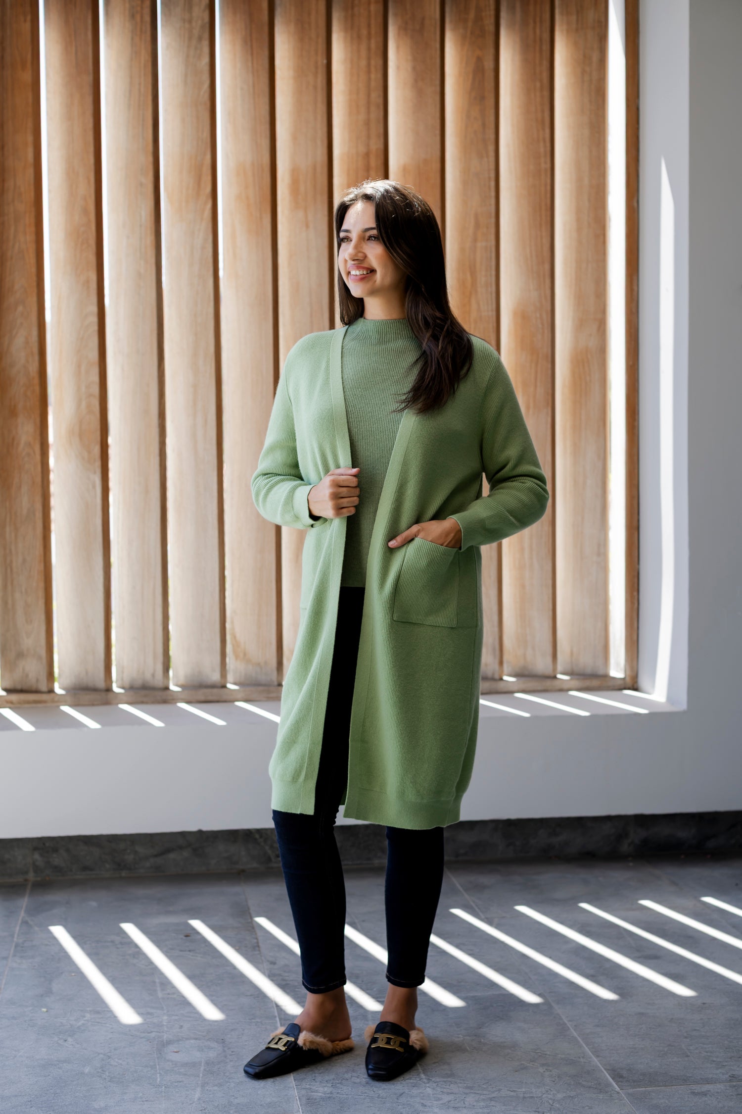 Seville - Fine Rib Pocket Cardigan, Sage