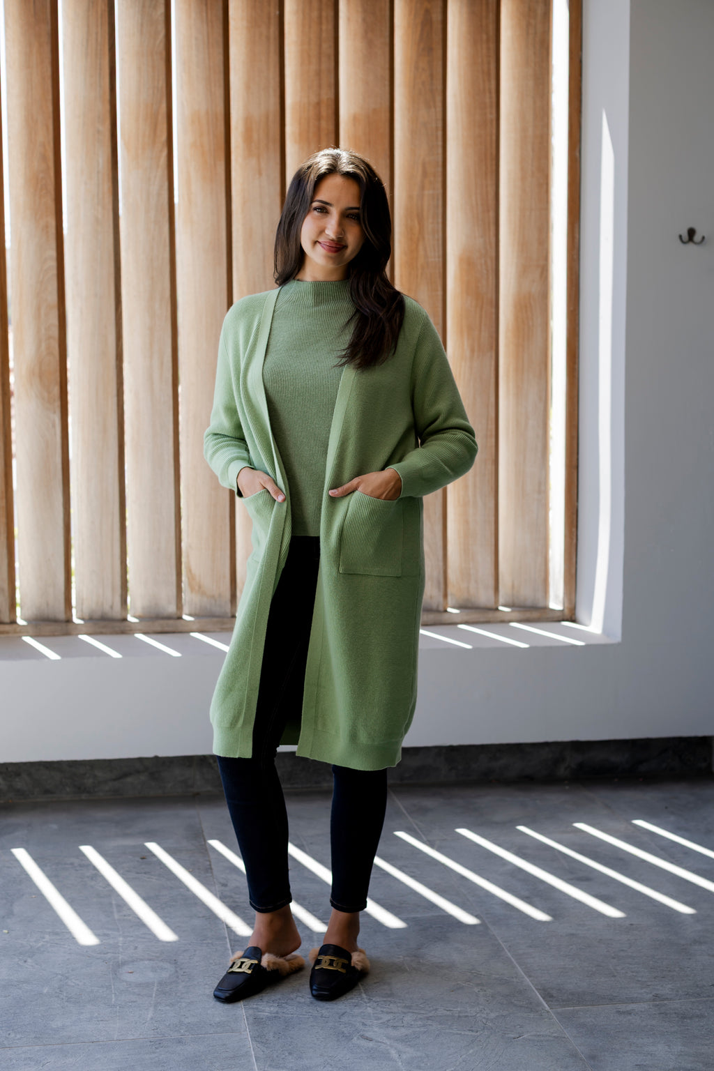 Seville - Fine Rib Pocket Cardigan, Sage