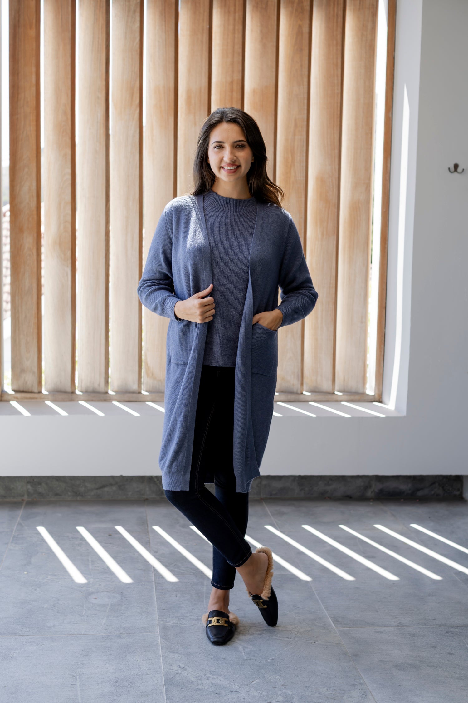 Seville - Fine Rib Pocket Cardigan, Denim