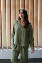 Load image into Gallery viewer, Robyn - Shacket styled Shirt, Khaki Stripe
