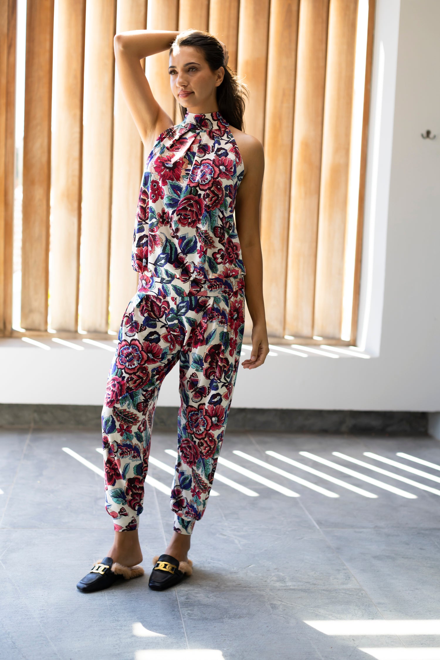 Felicite Halter Neck Jumpsuit - Graphic Floral