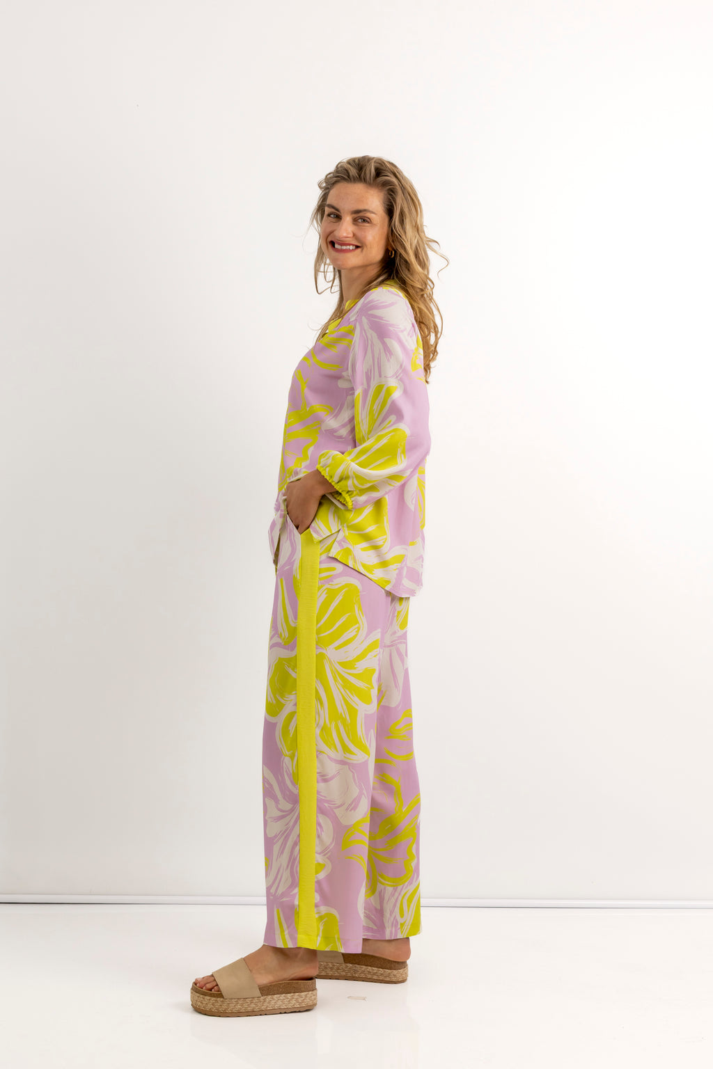 Nikita - Styled Pant with Lime Inset, Sorbet Dreams