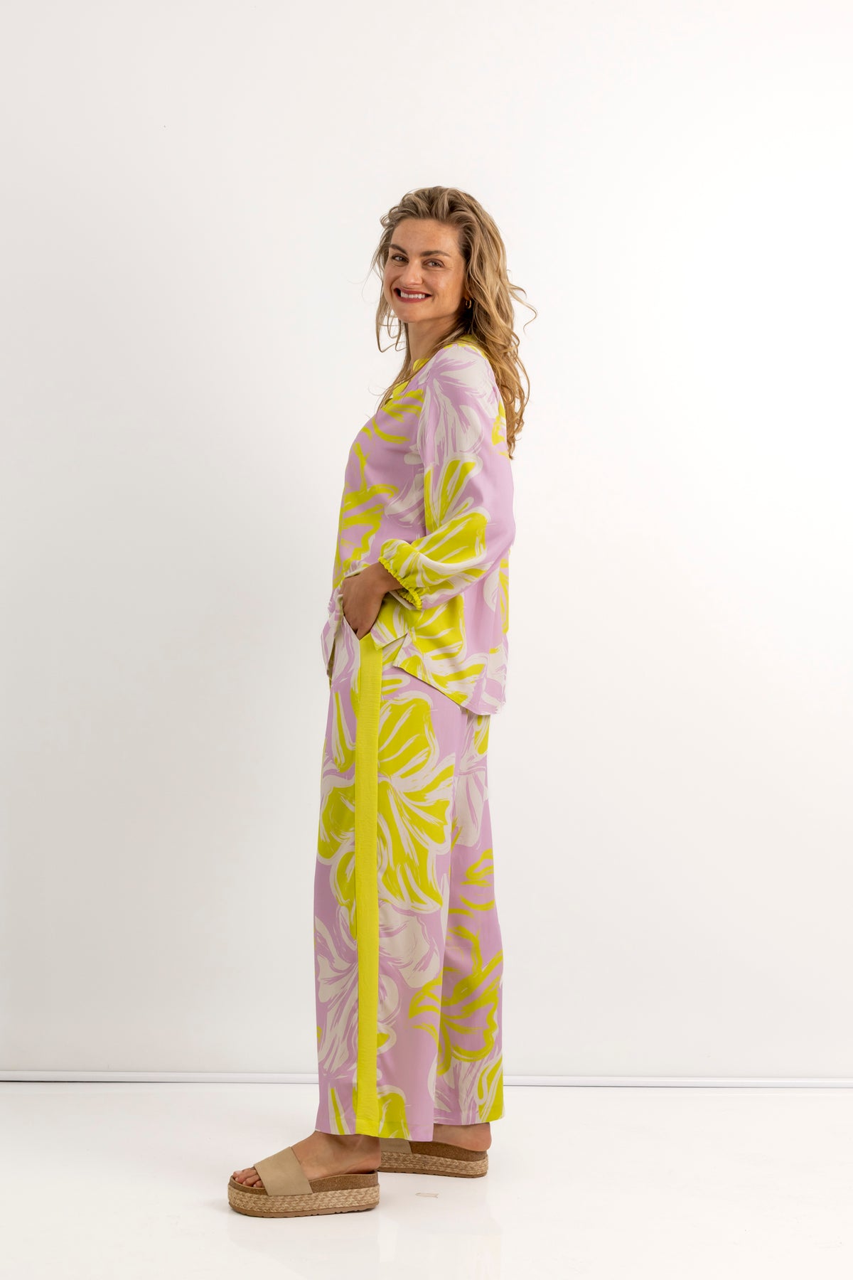 Nikita - Styled Pant with Lime Inset, Sorbet Dreams