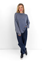 Load image into Gallery viewer, Tivoli - Distressed Wash Curved Hem Knit, Denim
