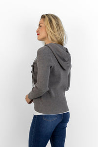 Bergamo - Rib Zipper Hoody, Charcoal