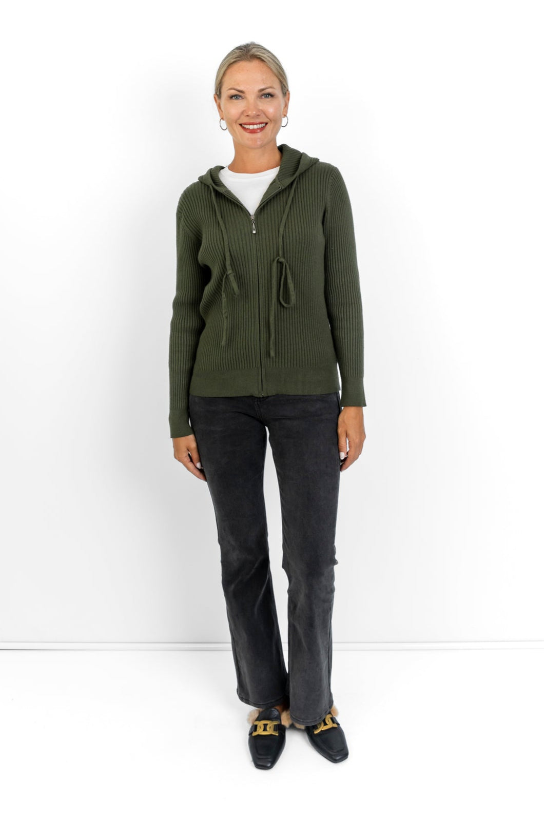 Bergamo - Rib Zipper Hoody, Military