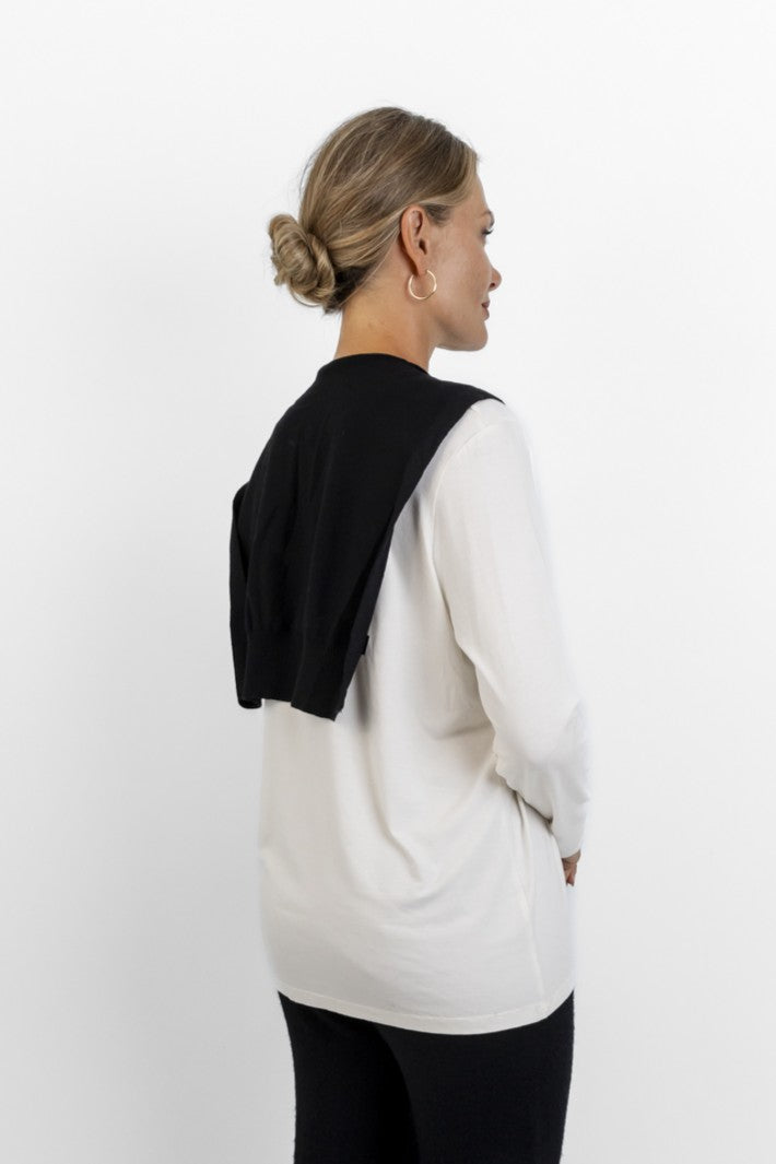 Mock Cardi Scarf - Black & White