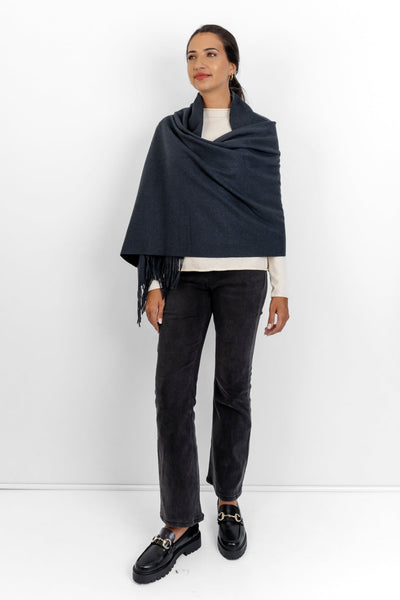 Scarf - Warm Handle with Fringe, Ink Blue