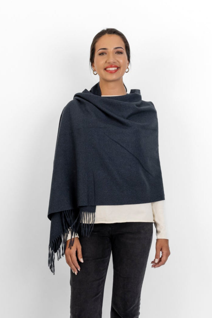 Scarf - Warm Handle with Fringe, Ink Blue