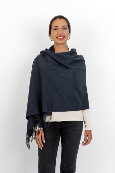 Scarf - Warm Handle with Fringe, Ink Blue