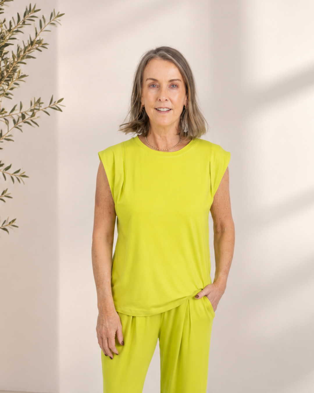 Cooper- Cap Sleeve Tee, Lime Pop