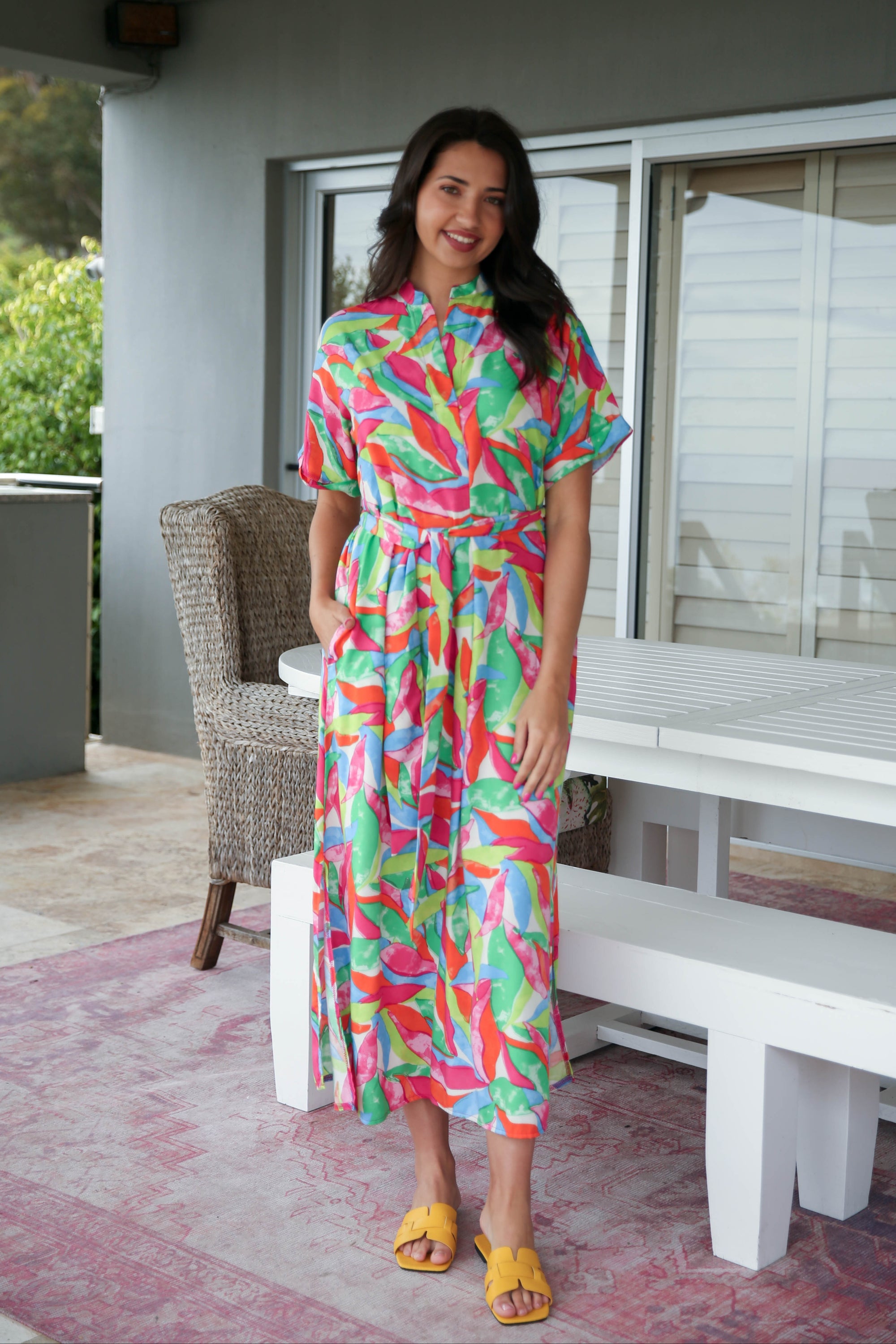 Jan - Resort Dress with Belt & Pockets,  Summer Splash