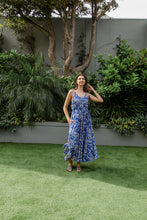 Load image into Gallery viewer, Alessia - Flowy Dress with Pockets, Blue Grecian Leaves
