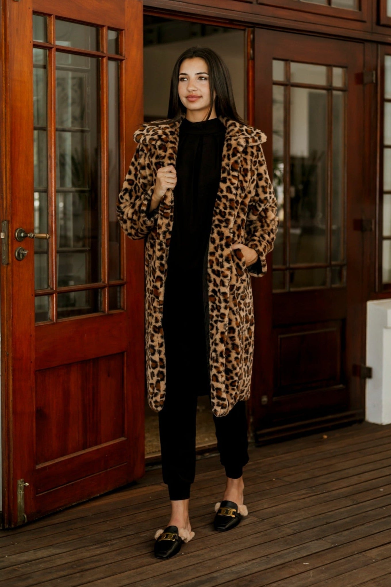 Cucuron - Long Faux Fur Lined Jacket, Animal