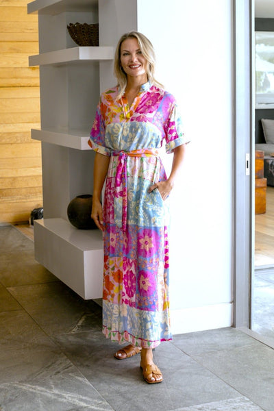 Jan - Resort Dress with Belt, Pastel Serenade