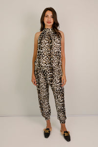 Felicite Halter Neck Jumpsuit -  Classic Animal, Warm Handle