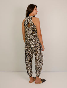 Felicite Halter Neck Jumpsuit -  Classic Animal, Warm Handle