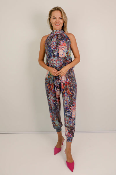 Felicite Halter Neck Jumpsuit -  Mosaic Paisley